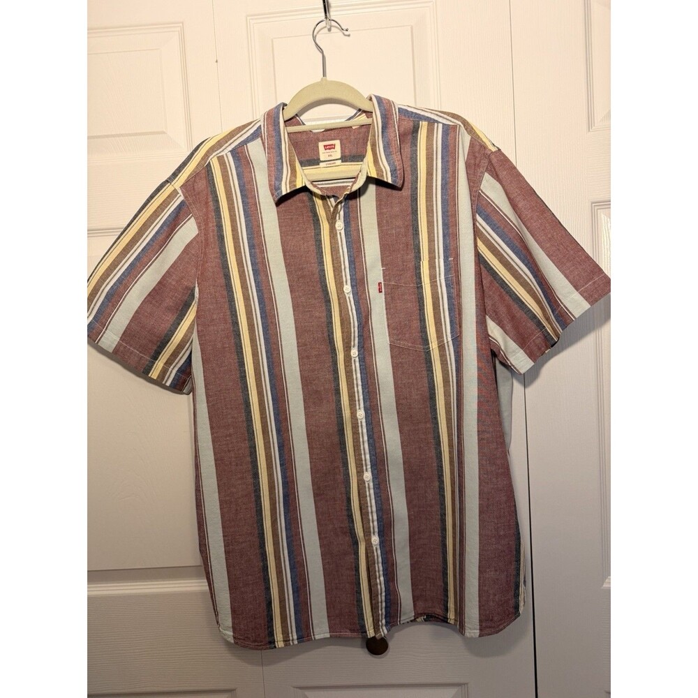 Levi’s Men’s XXL Striped Shirt 100% Cotton Short Sleeve Vacation Resort